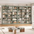 thumbnail image 1 of Homfa Arch Bookcase Set of 2, Triple Width Library Bookcase for Home Office Living Room, Green, 1 of 8