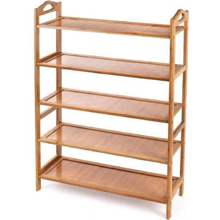 at Home Wood 2 Tier Natural Shoe Rack