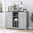 Homfa Gray Bar Sideboard with Wine Rack & Storage