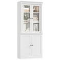 thumbnail image 1 of Homfa 71"H Bookcase with Glass Doors, 5 Tier Storage Bookshelf with Adjustable Shelf for Study Home Office, White, 1 of 7