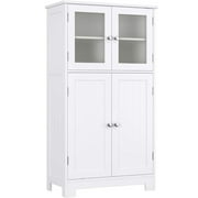 Homfa Bathroom Storage Cabinet, 42.7"H Floor White Wooden Linen Cabinet with Shelves and Doors