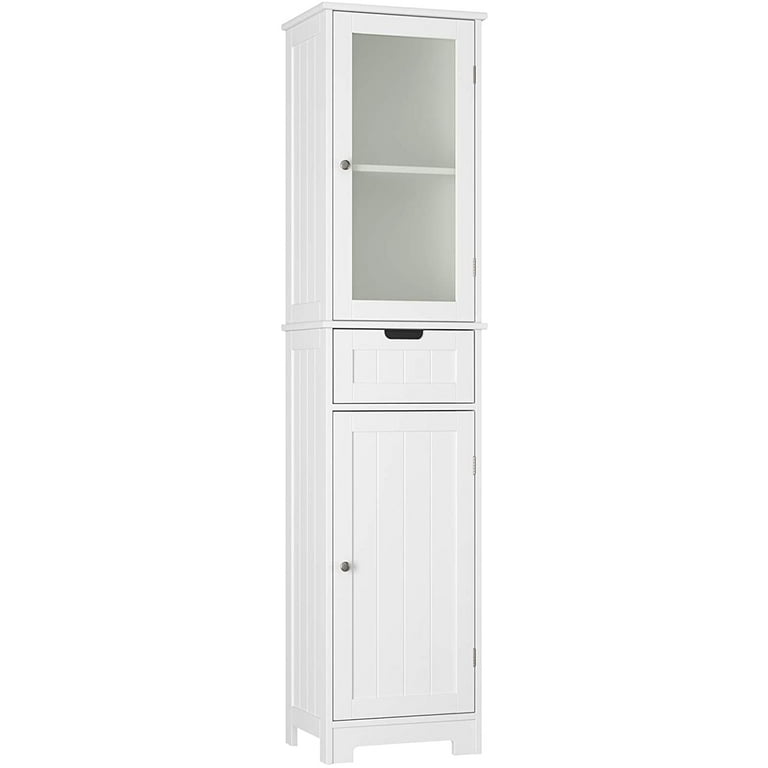 Haotian BZR70-W, White Tall Bathroom Cabinet with Rattan Door, Drawer and  Storage Compartment, Linen Tower Bath Cabinet, Cabinet with Shelf