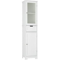 Homfa Bathroom Storage Cabinet, White Linen Cabinet, Narrow Tall Cabinet Storage Tower with Door and Drawer