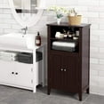 thumbnail image 1 of Homfa Bathroom Storage Cabinet with 2 Tier Shelves, Floor Standing Organizer with 2 Doors, Dark Brown, 1 of 8