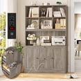 thumbnail image 1 of Homfa 71″ 6 Cubes Bookcases with 2 Storage Drawers and Charge Station, 3 Tier Bookshelf with Adjustable File Storage Cabinet for Living Room Home Office, Gray, 1 of 9