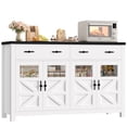 thumbnail image 1 of Homfa Buffet Cabinet with 2 Large Drawers & Glass Doors, 55.1” W Kitchen Sideboard Storage Cabinet with Adjustable Shelves, Buffet Table Dining Room Cabinet, White & Black, 1 of 8