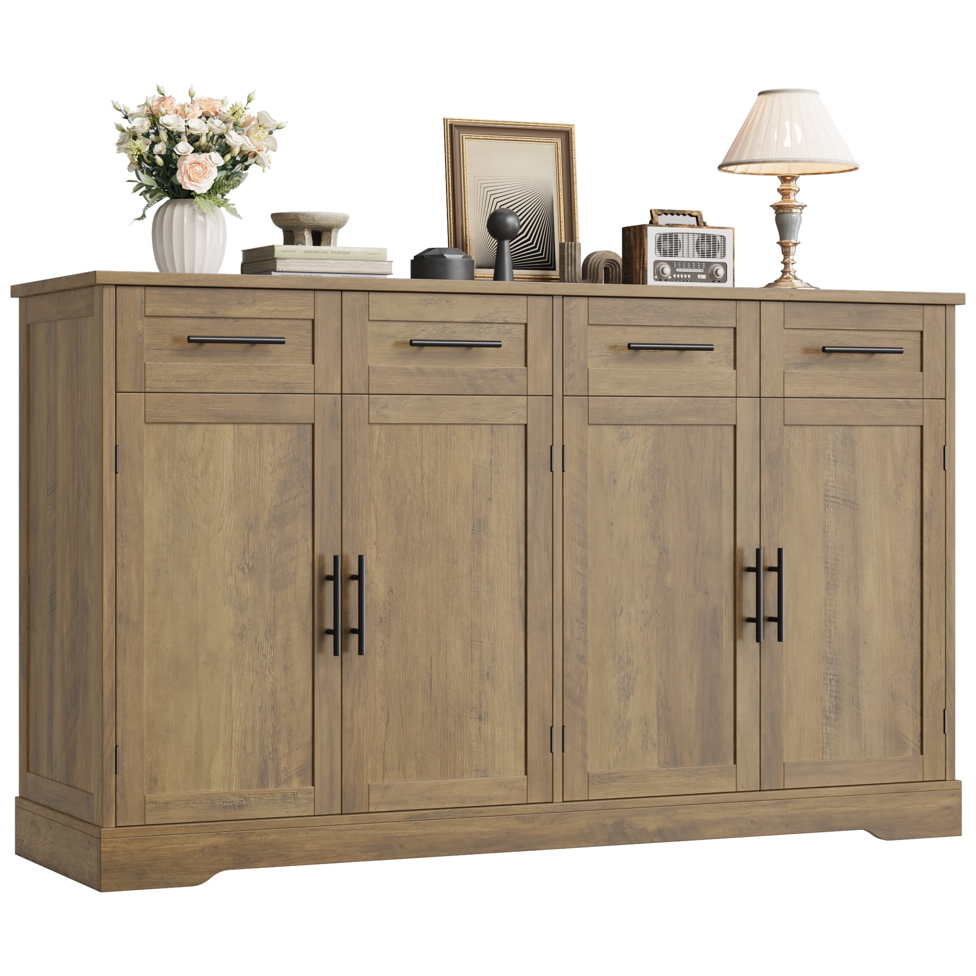 Homfa Free Standing Kitchen Buffet Cabinet with 4 Shelves, 2 Homfa Free Standing Kitchen Buffet Cabinet with 4 Shelves, 2
