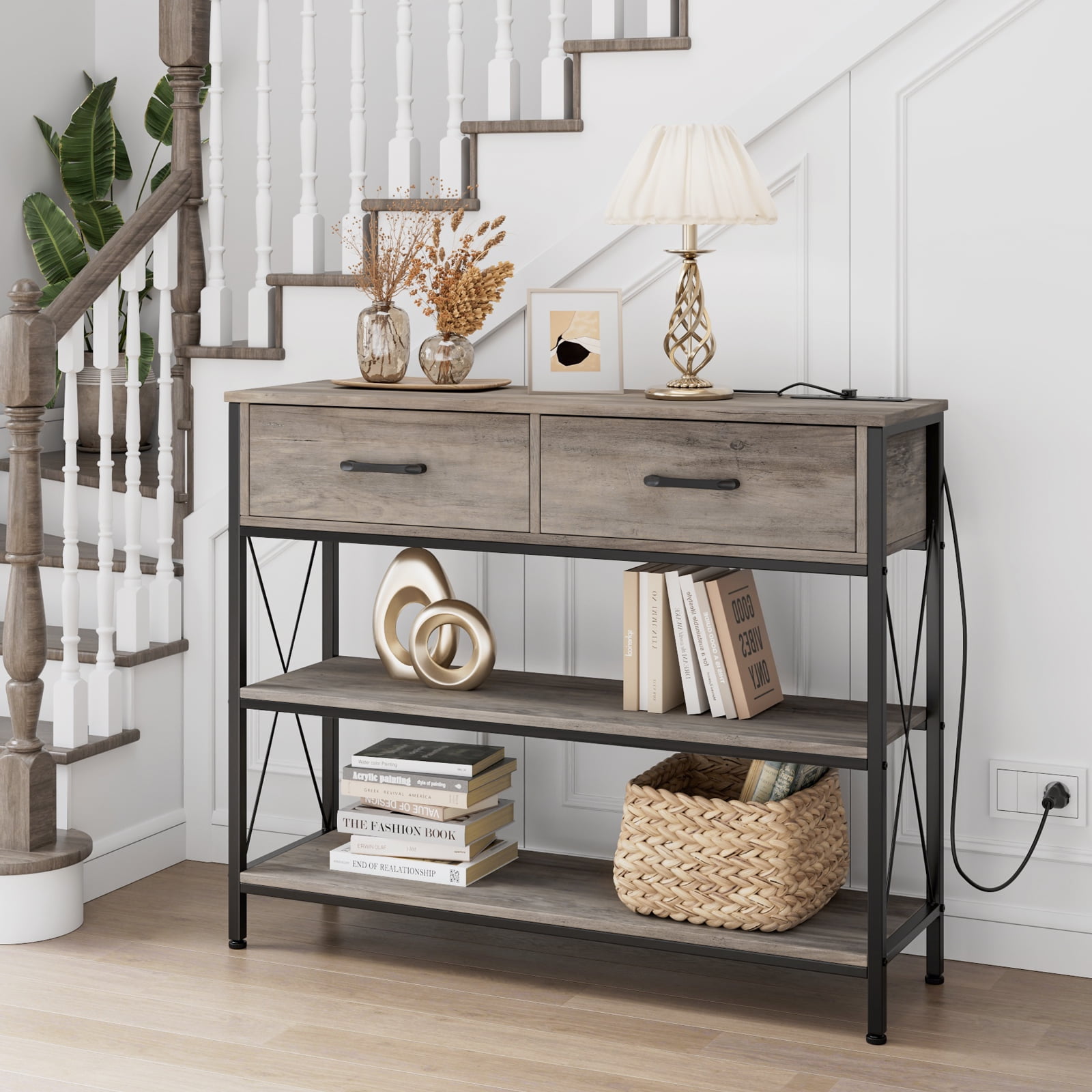 Free Shipping! Homfa Console Table with Charging S