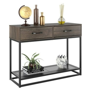 Homfa Console Table with Drawers and Storage Shelf, Narrow Long Sofa Entryway Table for Living Room, Entryway, Hallway, Foyer, Dark Brown