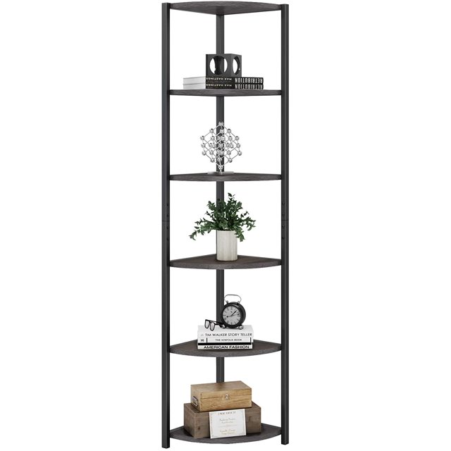Homfa Corner Shelf, 6Tier Iron Corner Bookshelf, Tall Skinny Corner