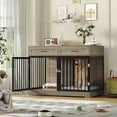 thumbnail image 1 of Homfa Dog Crate Furniture with 2 Drawers, 47.2 in Wooden Indoor Dog Cage Table with Divider,Gray, 1 of 7