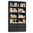 thumbnail image 1 of Homfa Double Row 6 Tier Bookcases, 71 in Tall Bookcase Bookshelf with 4 Drawers and 8 Display Cubicles, for Home Office Living Room, Black, 1 of 8