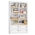 thumbnail image 1 of Homfa Double Row 6 Tier Bookcases, 71 in Tall Bookcase Bookshelf with 4 Drawers and 8 Display Cubicles, for Home Office Living Room, White, 1 of 7