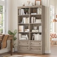 thumbnail image 1 of Homfa Double Row 6 Tier Bookcases, 71 in Tall Bookcase Bookshelf with 4 Drawers and 8 Display Cubicles, for Home Office Living Room, Gray, 1 of 8