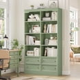 thumbnail image 1 of Homfa Double Row 6 Tier Bookcases, 71 in Tall Bookcase Bookshelf with 4 Drawers and 8 Display Cubicles, for Home Office Living Room, Green, 1 of 8