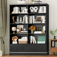 thumbnail image 1 of Homfa Tall Bookshelf with Drawers, Double Row 8 Cube 47'' Wide Bookcase for Living Room Office Small Space, Black, 1 of 7