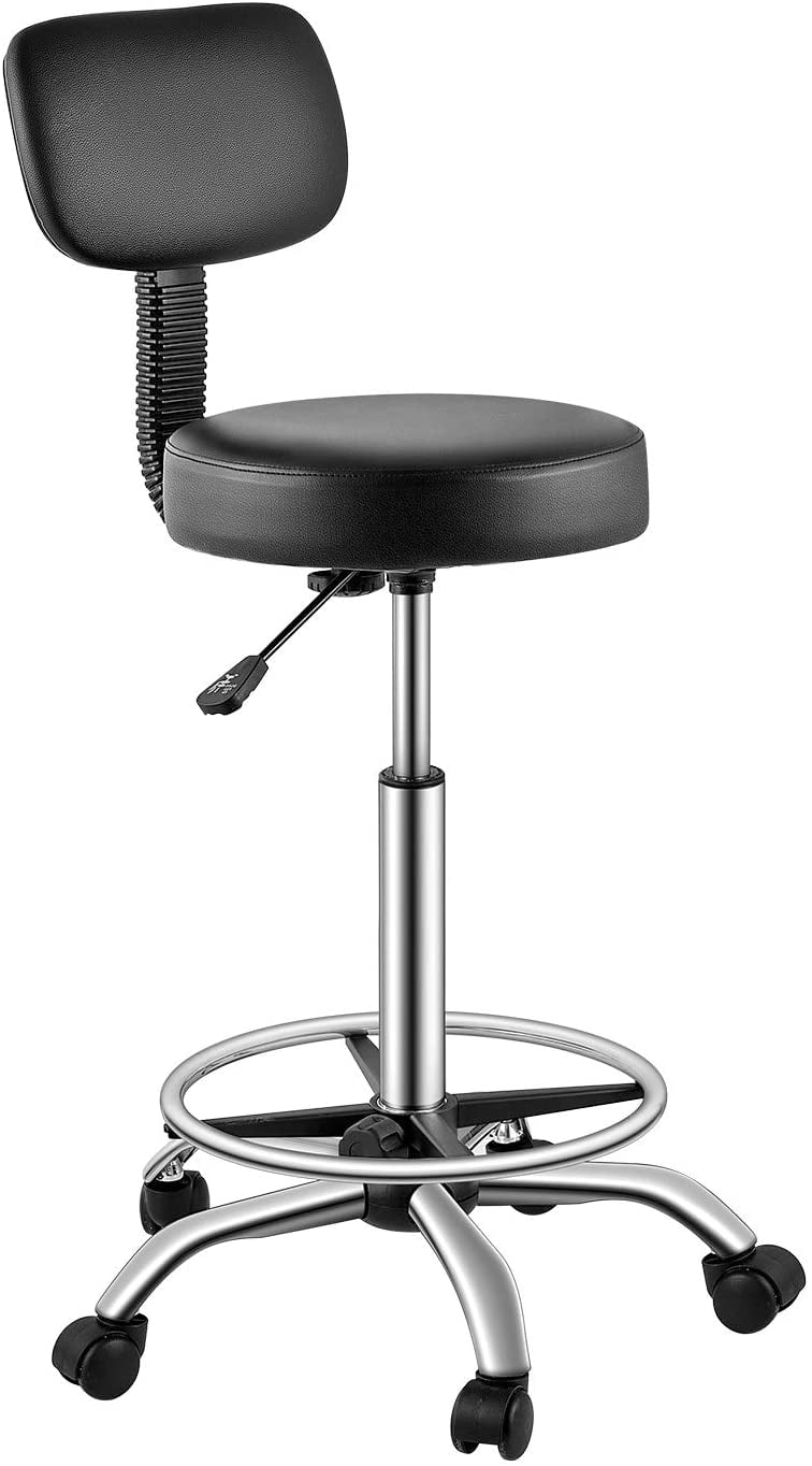 Homfa Drafting Stool with Adjustable Foot Rest,Tall Rolling Swivel