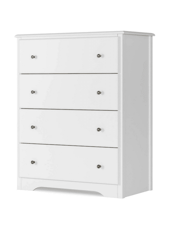 Homfa Dresser Chest, Modern Chest Organizer with 4 Drawers for Bedroom, White Finish