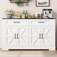 thumbnail image 1 of Homfa Buffet Cabinet with 2 Drawers and 4 Doors, Kitchen Sideboard Storage Cabinet, Farmhouse Coffee Bar Cabinet for Dining Room, White & Brown, Black & White, 1 of 7