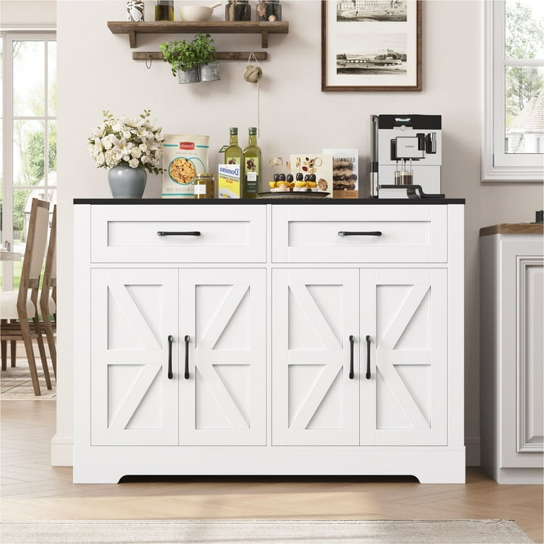 Modern Farm White Two Drawer Buffet Server Modern Farm White Two Drawer Buffet Server