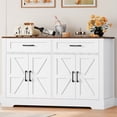 thumbnail image 1 of Homfa Buffet Cabinet with 2 Drawers and 4 Doors, Kitchen Sideboard Storage Cabinet, Farmhouse Coffee Bar Cabinet for Dining Room, White & Brown, 1 of 7