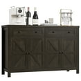 thumbnail image 1 of Homfa Farmhouse Cabinet with Adjustable Shelf, 4-Doors 2-Drawers Kitchen Buffet Cabinet Wood Sideboard for Dining Room Living Room, Dark Brown, 1 of 7