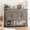 thumbnail image 1 of Homfa 47.2" W Farmhouse Console Table with 2 Drawer, Hall Tables with Open Storage Shelf, Sofa Table for Living Room Foyer Hallway Dining, Wash Gray, 1 of 7
