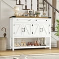 thumbnail image 1 of Homfa 47.2" W Farmhouse Console Table with 2 Drawer, Hall Tables with Open Storage Shelf, Sofa Table for Living Room Foyer Hallway Dining, White&Brown, 1 of 10