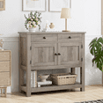 thumbnail image 1 of Homfa Farmhouse Console Table with 2 Drawers& Doors, Sofa Table with Storage Cabinet and Open Shelf for Living Room Entryway, Gray, 1 of 8