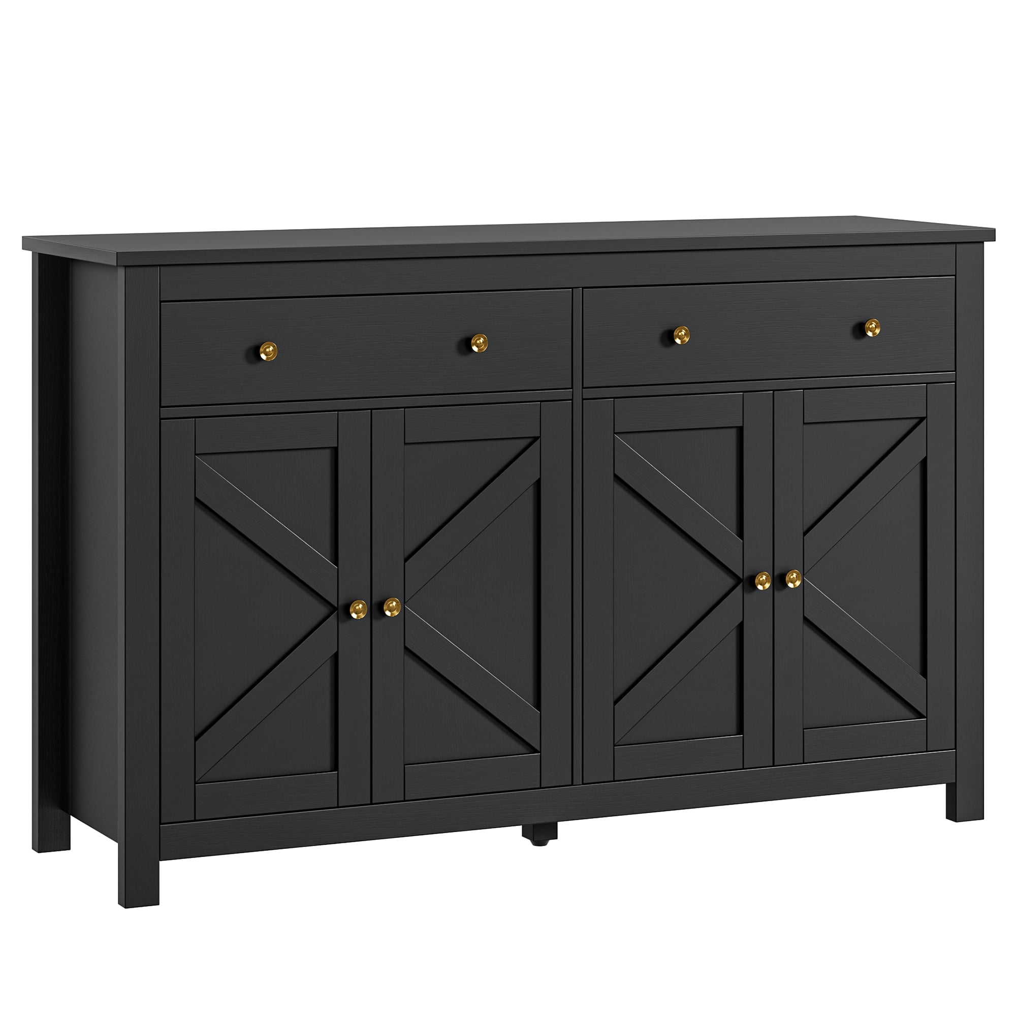 Homfa Farmhouse Kitchen Sideboard, 4Doors 2Drawers Wood Buffet