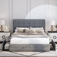 thumbnail image 1 of Homfa Full Size 4 Storage Drawers Bed Frame, Square Tufted Upholstered Platform Bed with Adjustable Headboard, Light Grey, 1 of 9