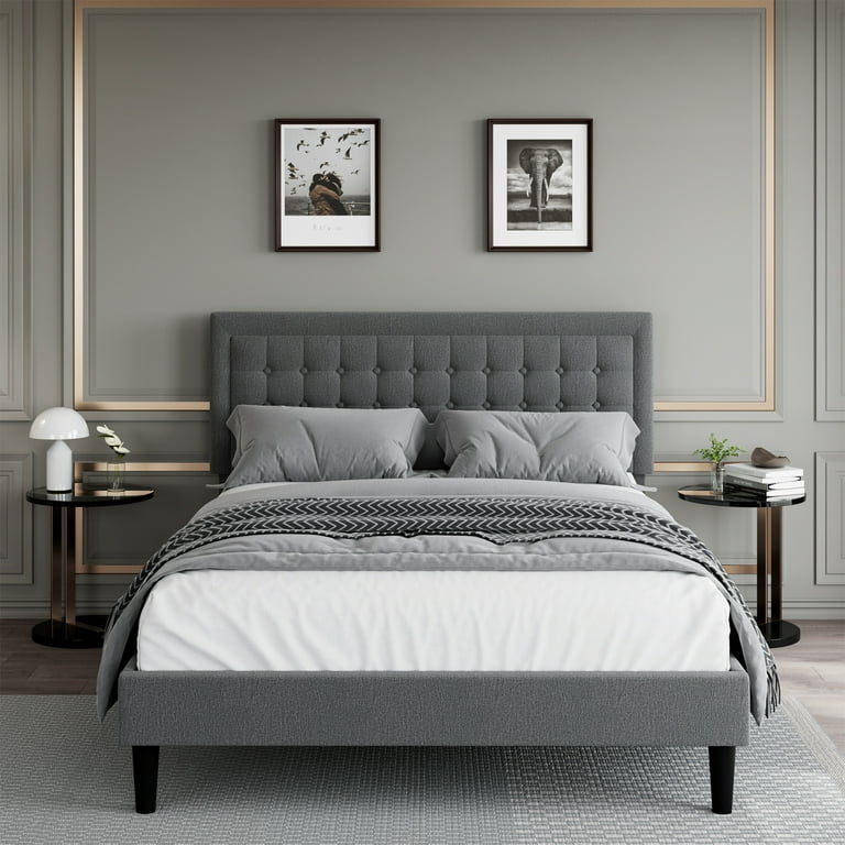 Full size gray upholstered headboard outlet