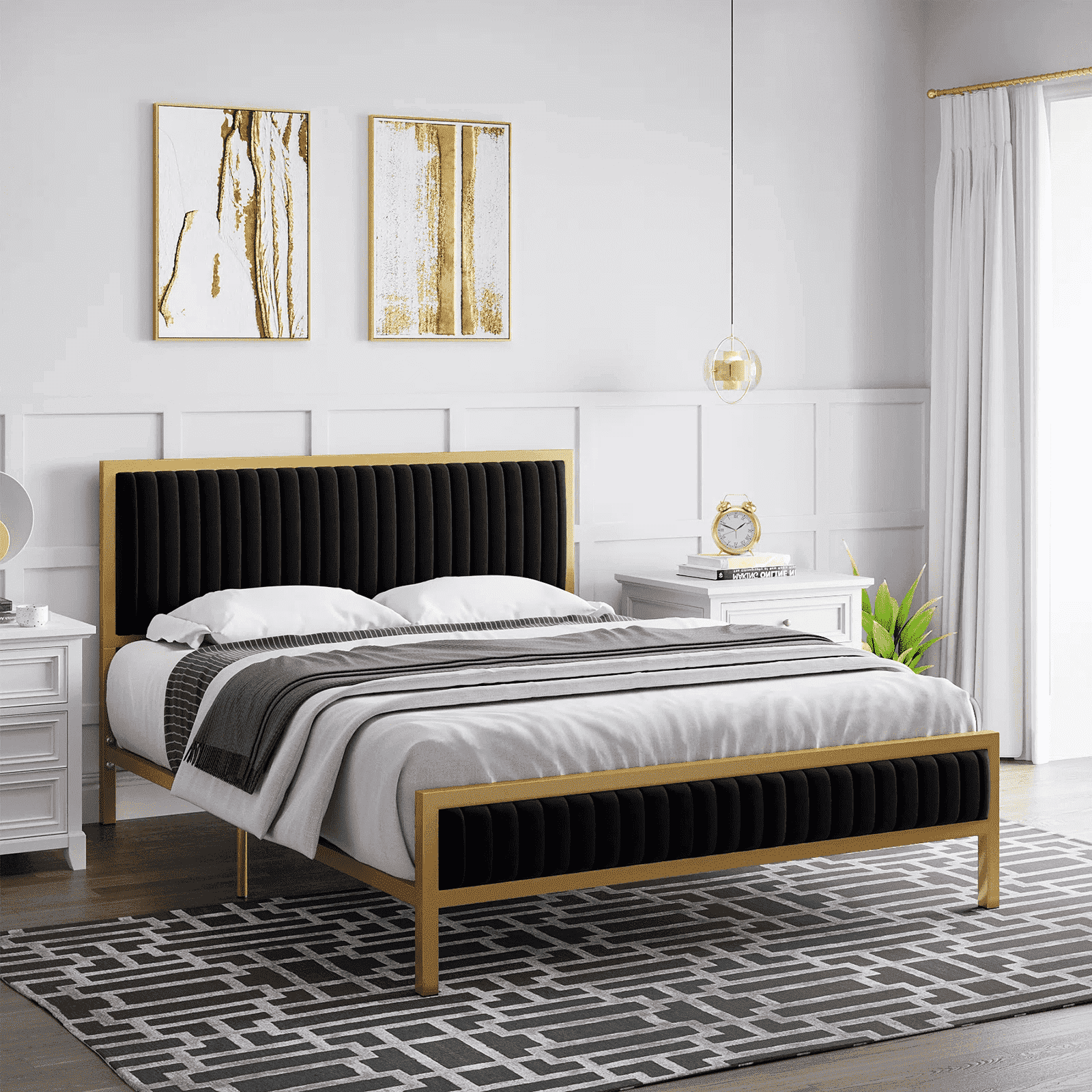 Catrimown Full Size Bed Frame, Upholstered Platform Bed Frame with ...