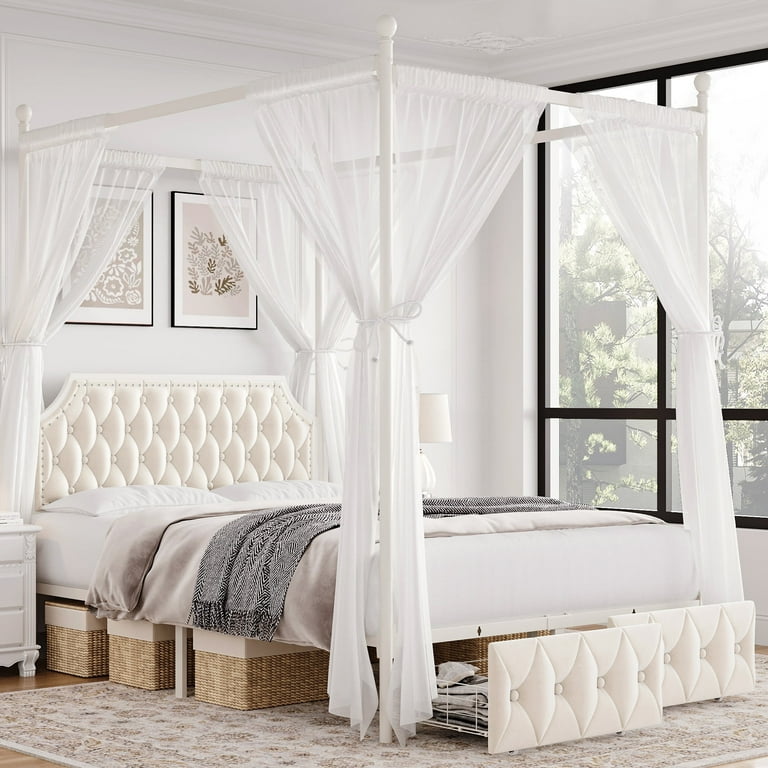 Full size canopy bed with headboard discount