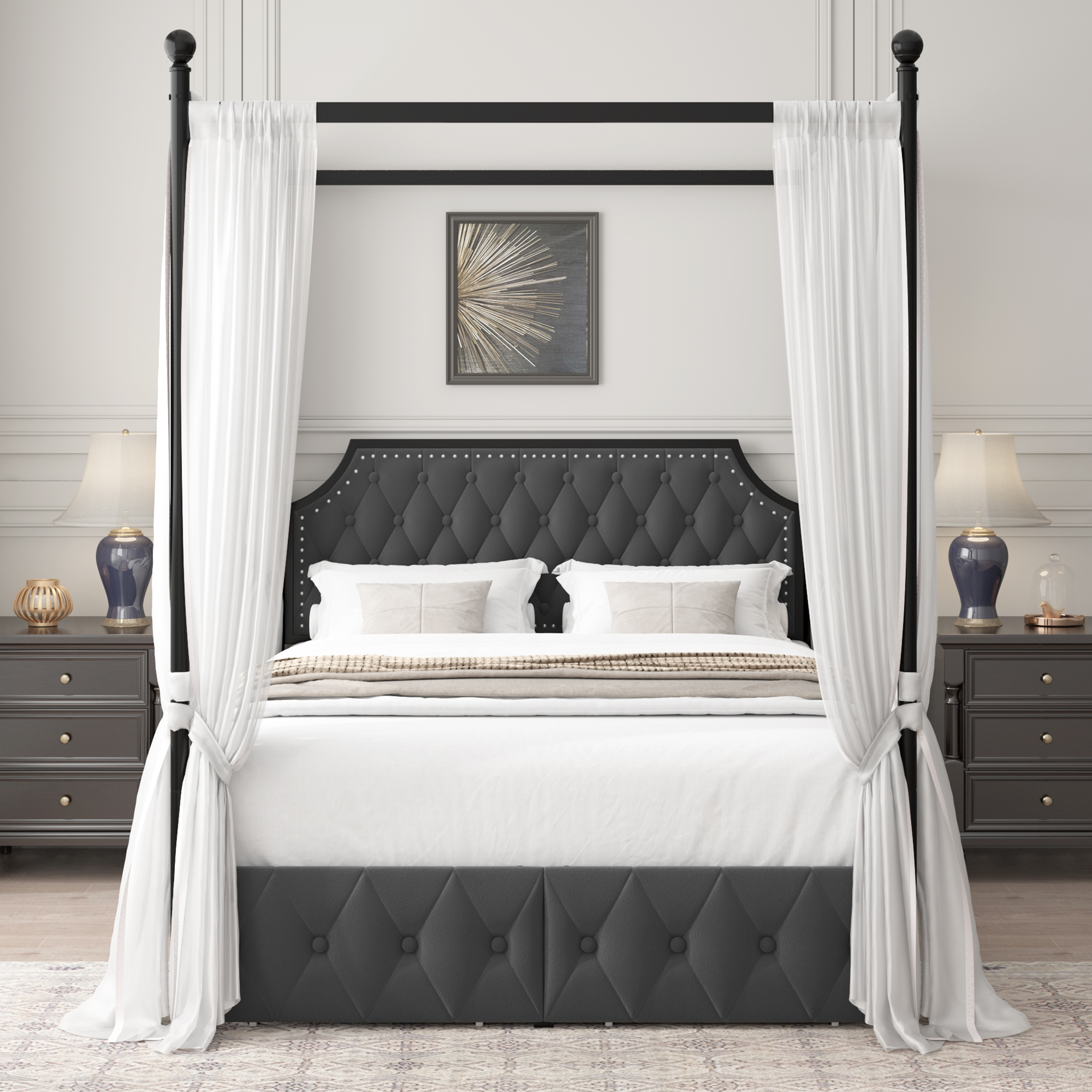 Mainstays Canopy Bed, Full, Gold Metal - Walmart.com