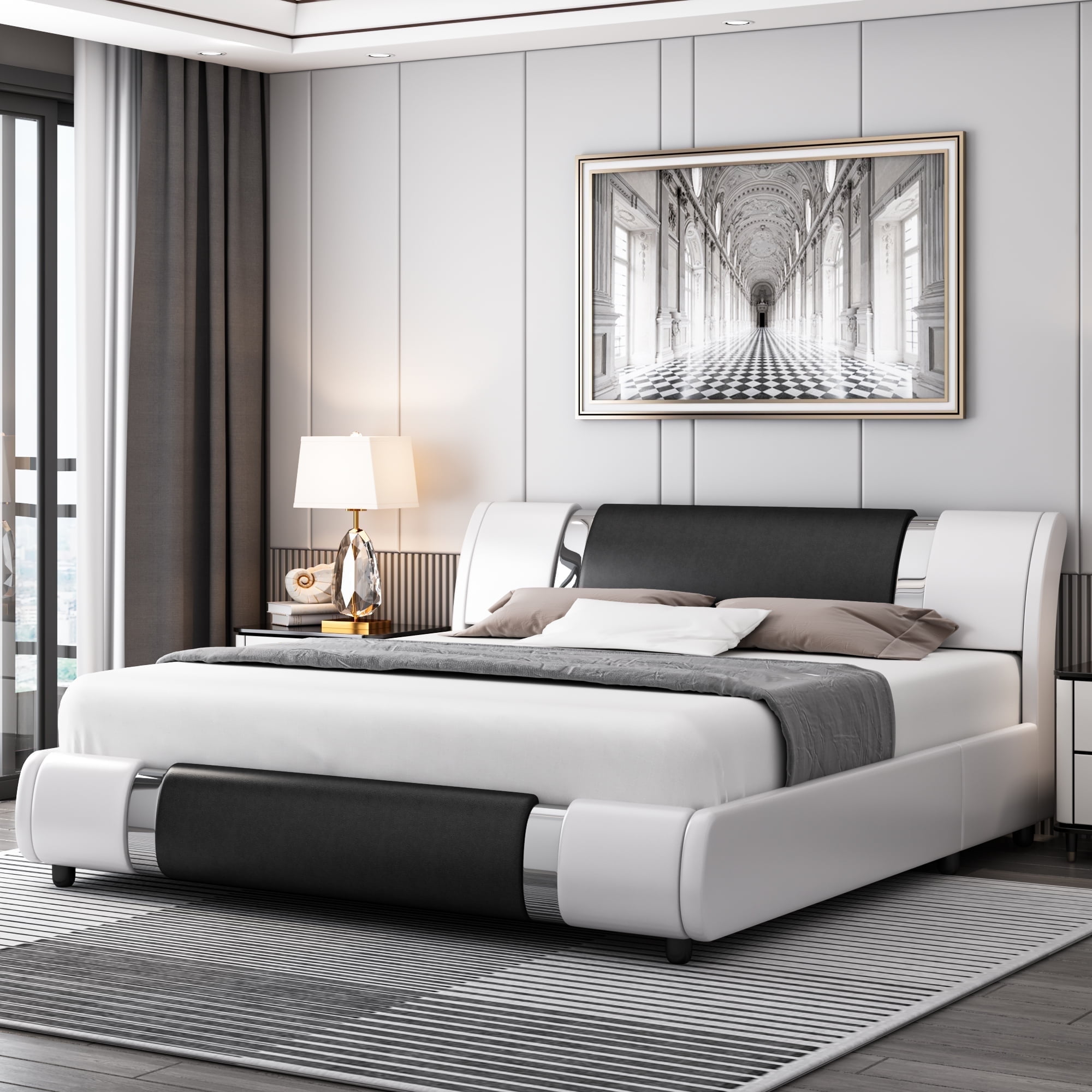 Free Shipping! Homfa Full Size Upholstered Bed Frame with Free Shipping! Homfa Full Size Upholstered Bed Frame with