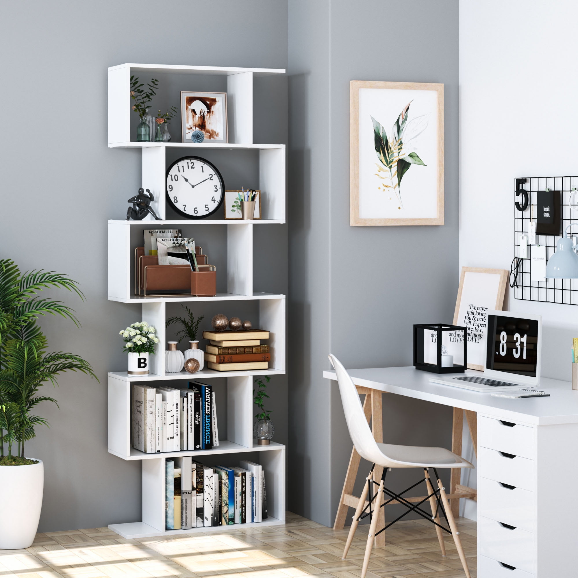Scandi Curved Bedroom Open Storage Shelf/Bookcase, Wavy Pattern Modern –  CASA KAY