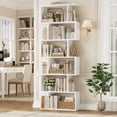thumbnail image 1 of Homfa Geometric Bookcase Wooden Wood S Shape Storage Display Unit Bookcase Bookshelf 6-tier Storage, 75" H x 27.6" W, White, 1 of 9