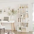 thumbnail image 1 of Homfa Geometric Bookcase Wooden Wood S Shape Storage Display Unit Bookcase Bookshelf 6-tier Storage, 75" H x 27.6" W, White, 1 of 6