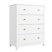 Homfa Horizontal Dresser with 4 Drawer, Wide Chest of Drawers Nightstand for Kids Room Closet Entryway, White