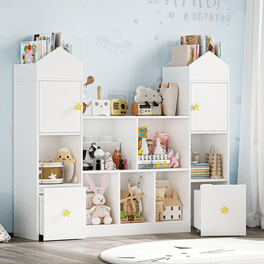 BOTLOG Toy and Book Organizer for Kids, Wooden Toy Storage