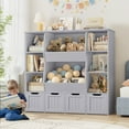 thumbnail image 1 of Homfa Kids Bookcase,Children's Book Shelf with 4 Drawers for Storage,Toddler Bookshelf for Nursery,Kids Rooms, Gray, 1 of 7