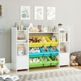 Homfa Kids Bookcase with 9 Bins, White Toy Cubby Storage Organizer