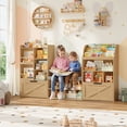 thumbnail image 1 of Homfa Kids Bookcase with Reading Nook, 75" W Kids Toy Storage Organizer with 2 Drawers, Kid Bench for Playroom Kids Room Living Room, Natural, 1 of 7