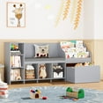thumbnail image 1 of Homfa Kids Bookshelf with Reading Nook, 6 Shelf Bookcase with 1 Wood Toy Bin with 3 Tier Book Rack for Children Kidsroom, Gray, 1 of 7