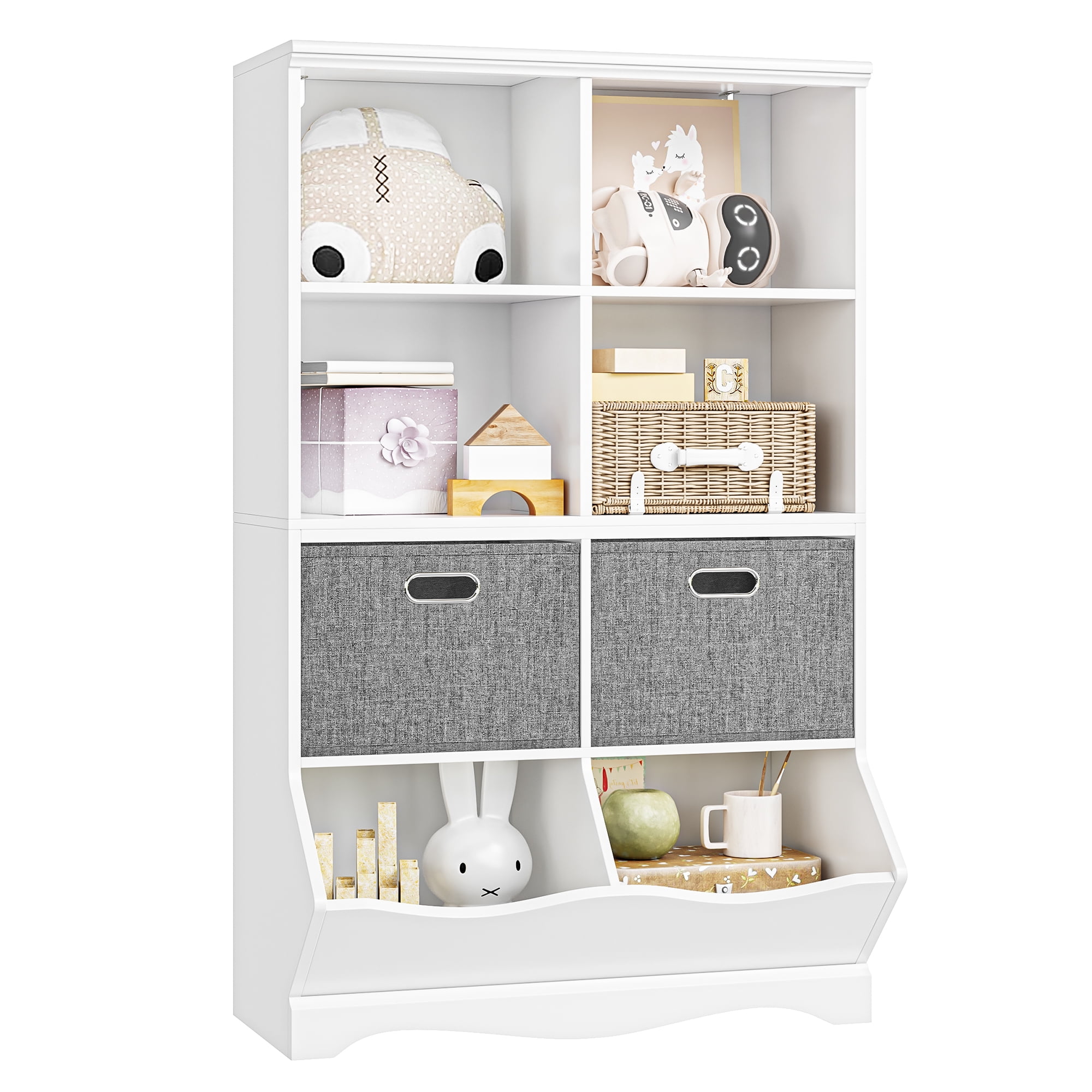 Homfa Kids Cubby Toy Storage 8 Cube Units Bookcase with 2