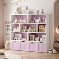 thumbnail image 1 of Homfa 7 Cube Toy Storage Organizer, Kids Geometric Bookcase and Bookshelf with 4 Drawers, Pink, 1 of 7