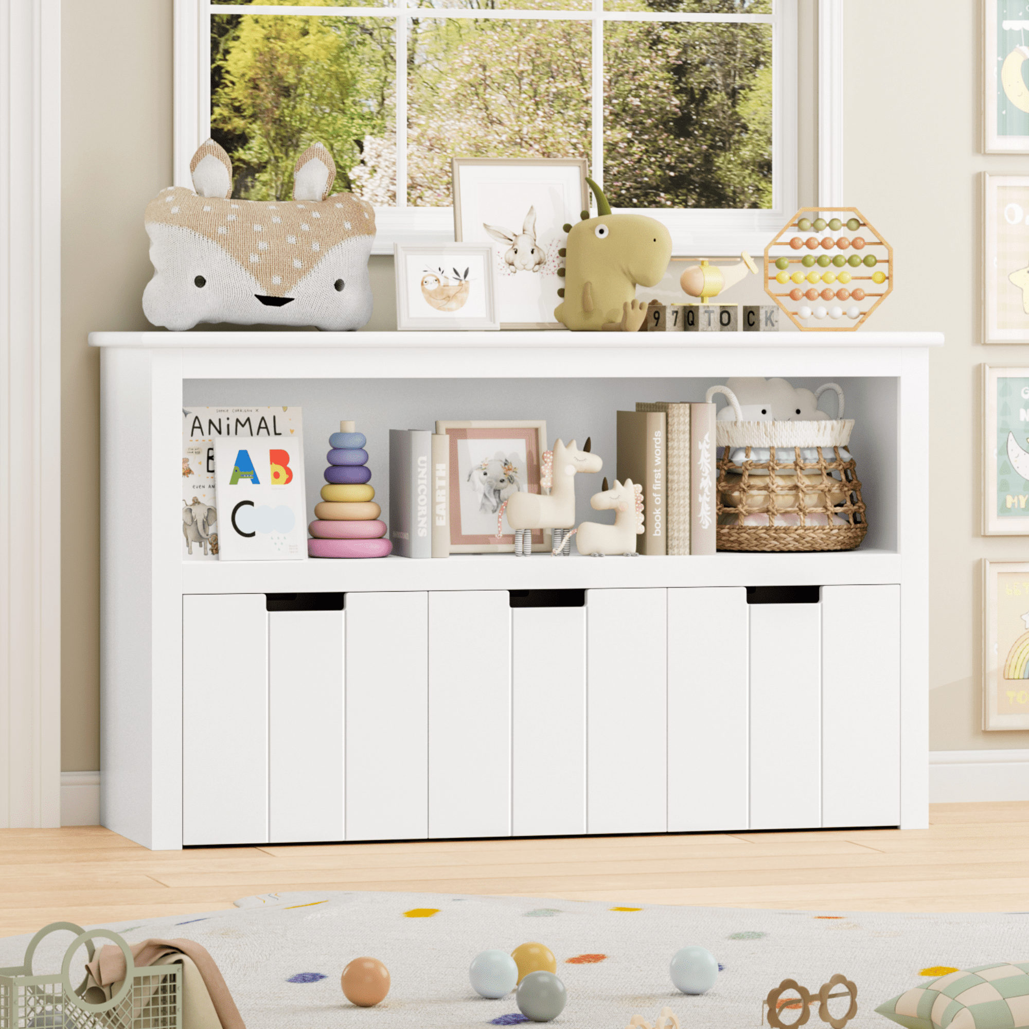 Walmart savings: Walmart Black Friday Deals 2025 - Homfa Kids Toy Storage Organizer, White MDF Cabinet with Shelves, 3 Drawers on Wheels