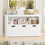 Homfa Kids Toy Storage, Cubes Storage Bins with 3 Drawers, White Toy Box with Shelves and Wheels