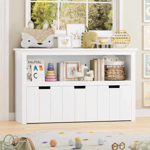 Homfa Kids Toy Storage, Cubes Storage Bins with 3 Drawers, White Toy Box with Shelves and Wheels